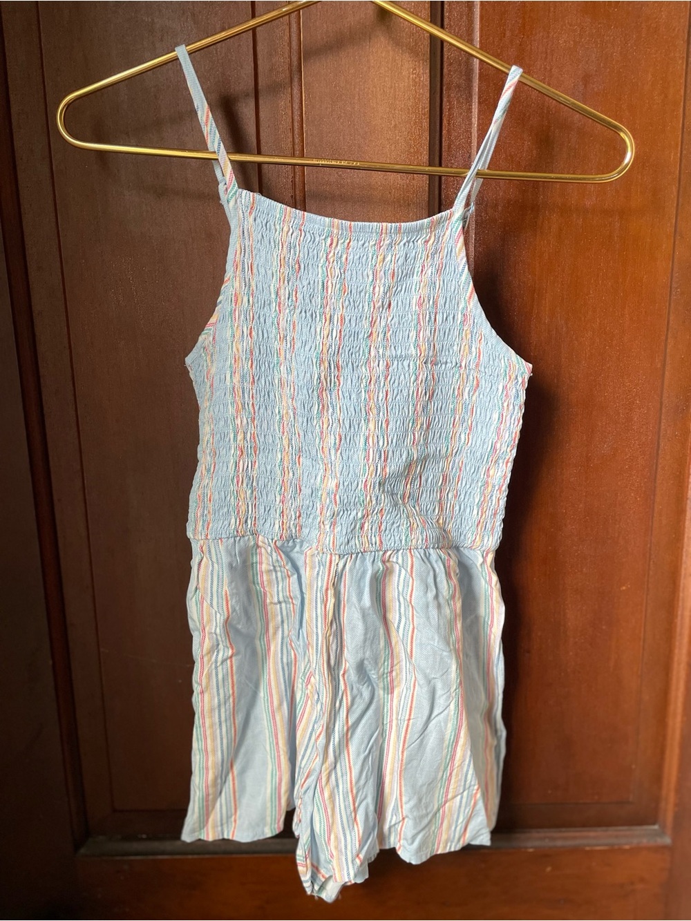 art class girls large 10-12 striped spaghetti strap romper